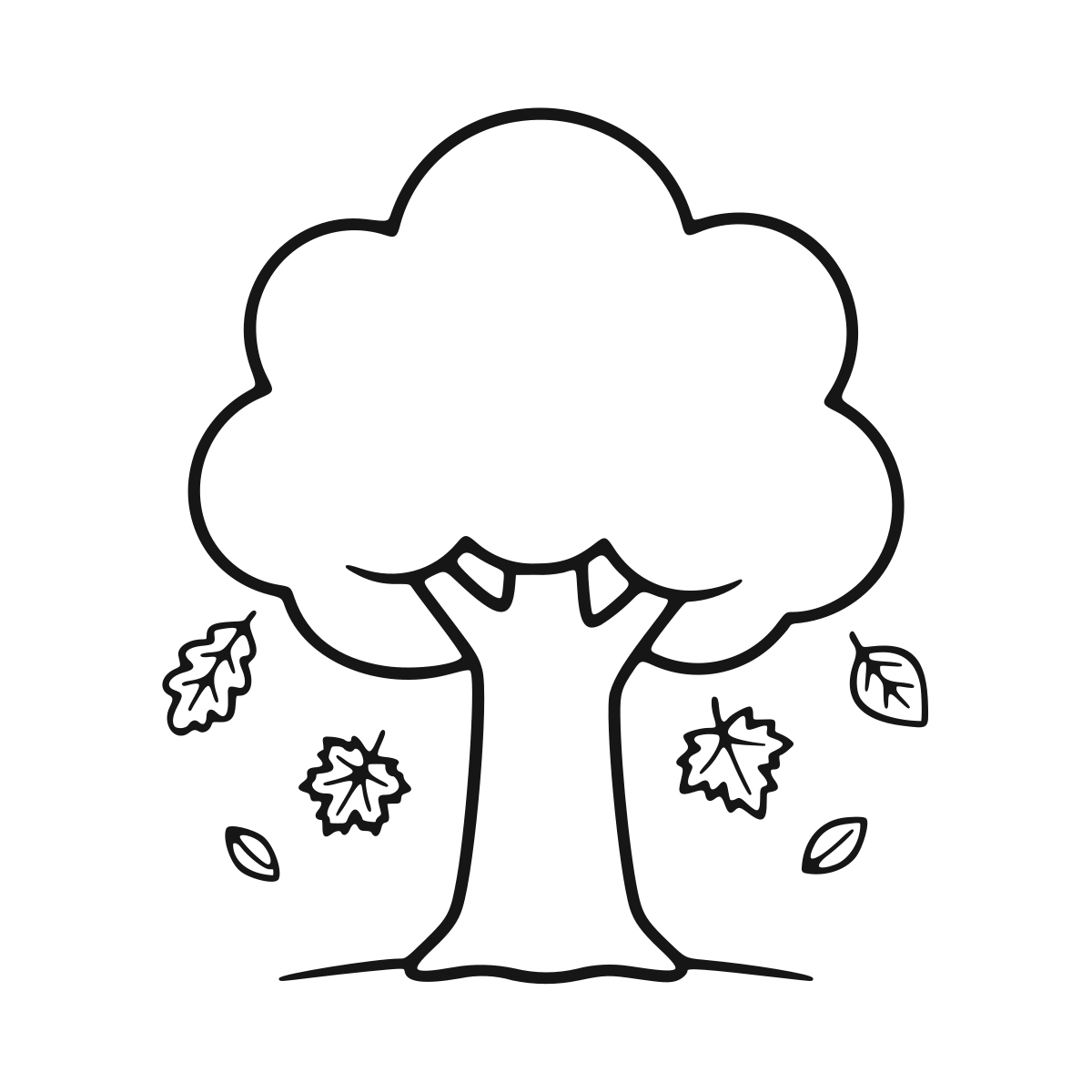 Autumn Tree coloring page - printable black and white tree line drawing