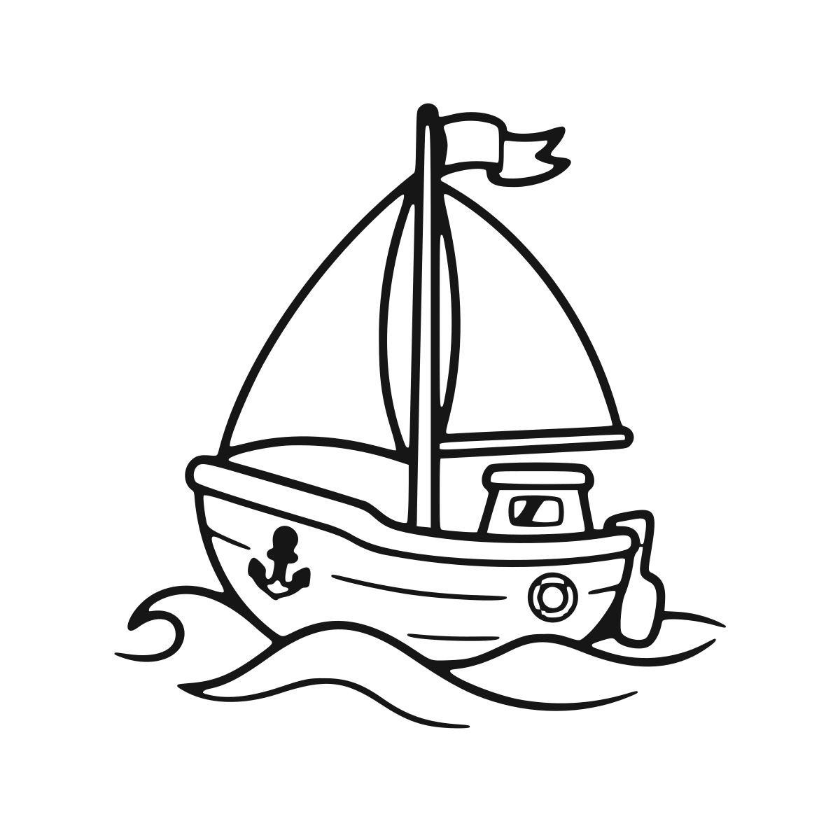 Sailing Boat coloring page - printable black and white boat line drawing