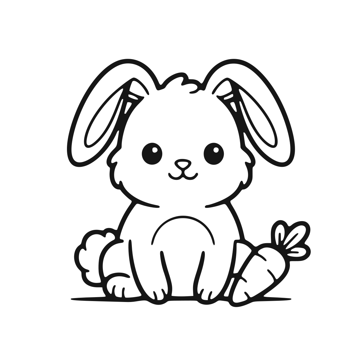 Bunny With a Carrot coloring page - printable black and white bunny line drawing