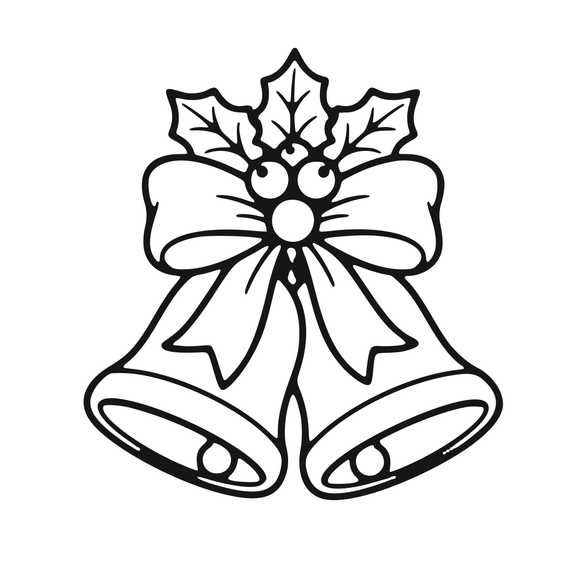 Festive Holiday Jingle Bells coloring page - printable black and white christmas bell line drawing