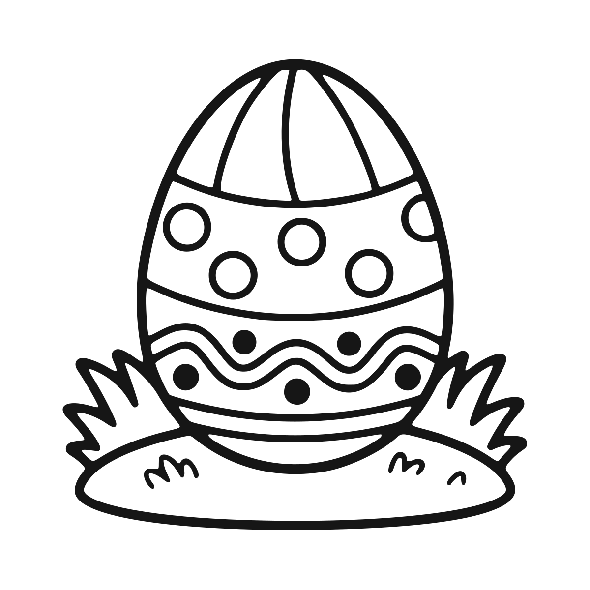 Decorated Easter Egg coloring page - printable black and white easter egg line drawing