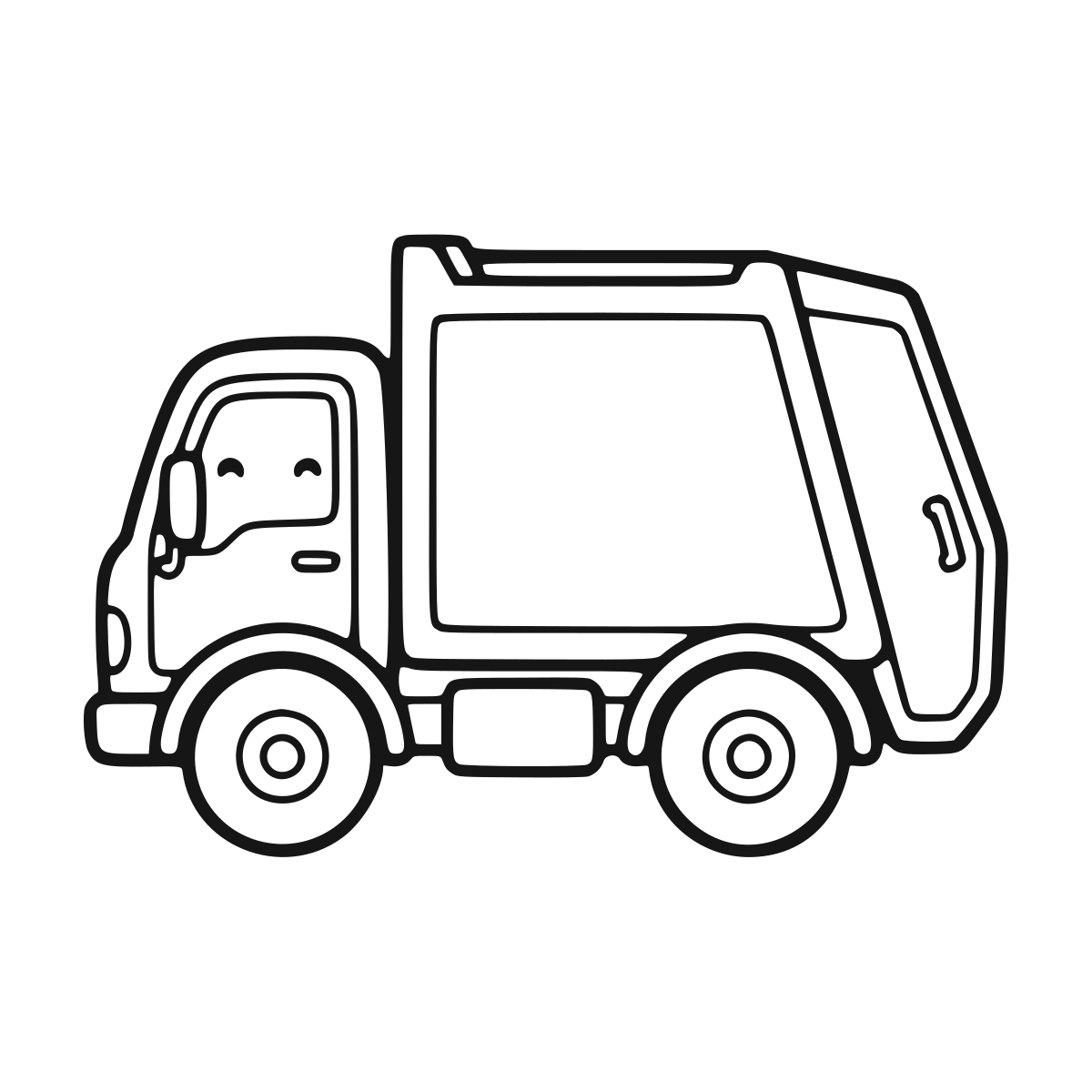 Garbage Truck coloring page - printable black and white garbage truck line drawing