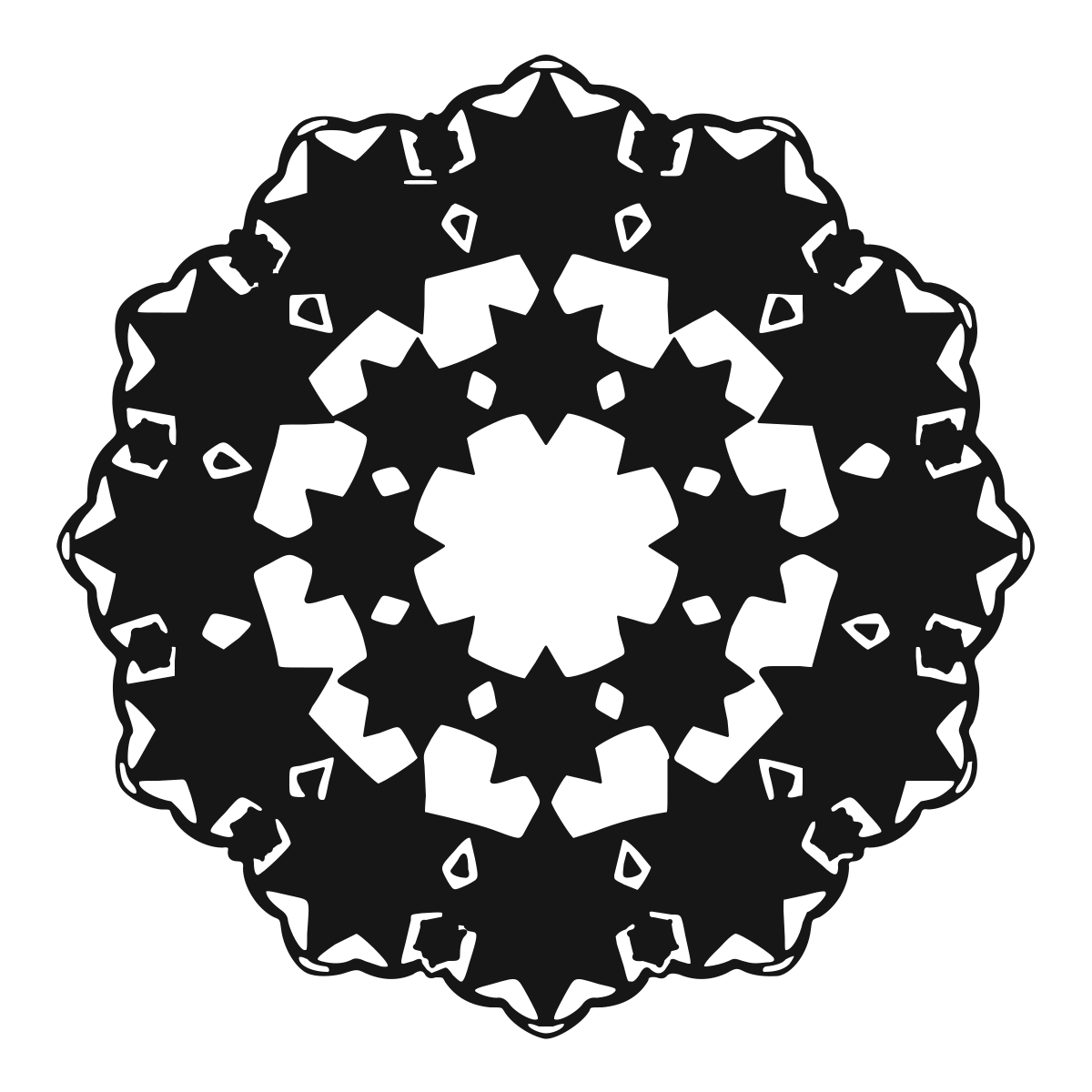Geometric Star Mandala coloring page - printable black and white mandala line drawing