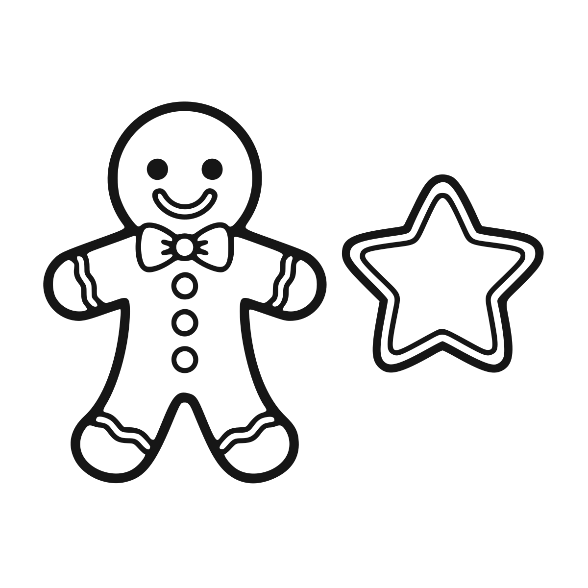 Gingerbread Cookie coloring page - printable black and white gingerbread line drawing
