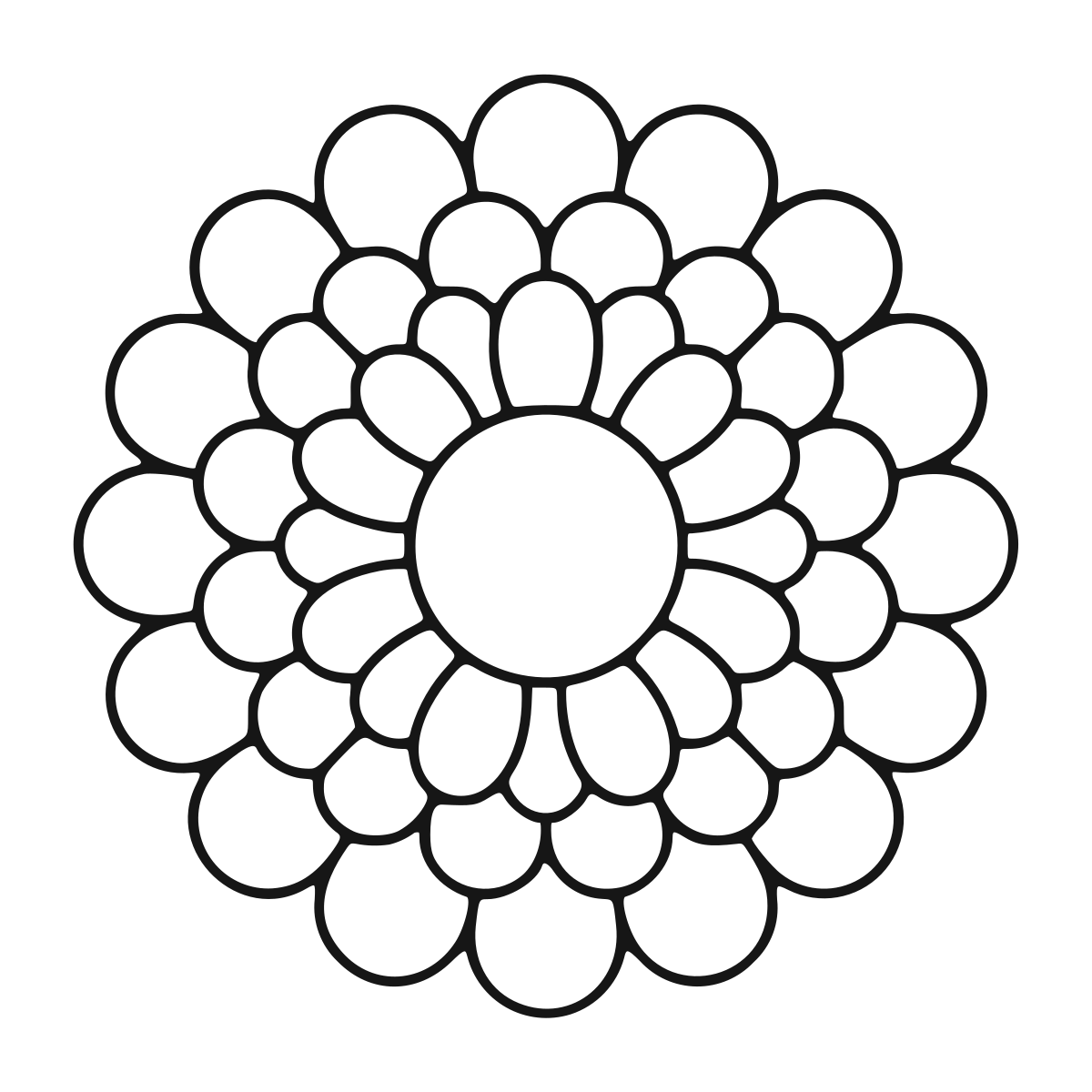 Intricate Floral Mandala coloring page - printable black and white mandala line drawing