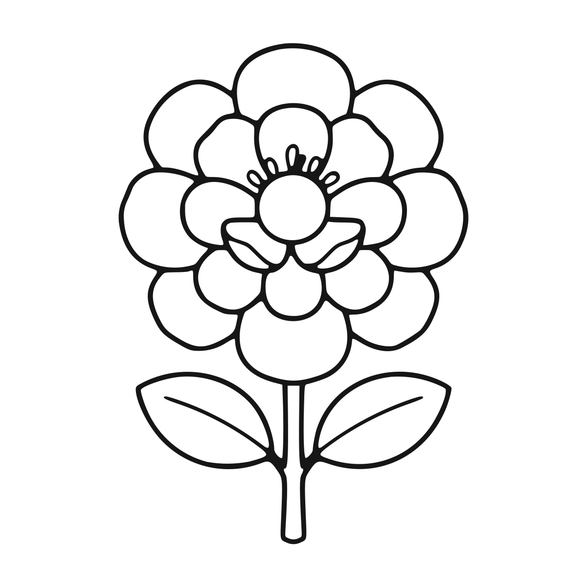 Peony Blossom coloring page - printable black and white peony line drawing