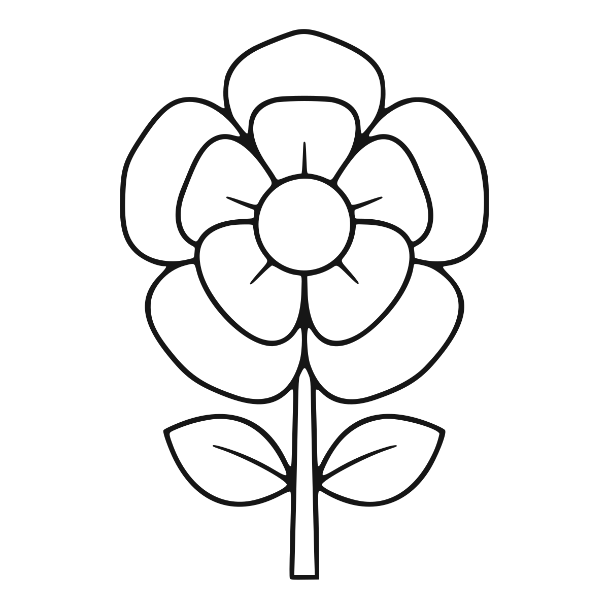 Rose Blossom coloring page - printable black and white rose line drawing