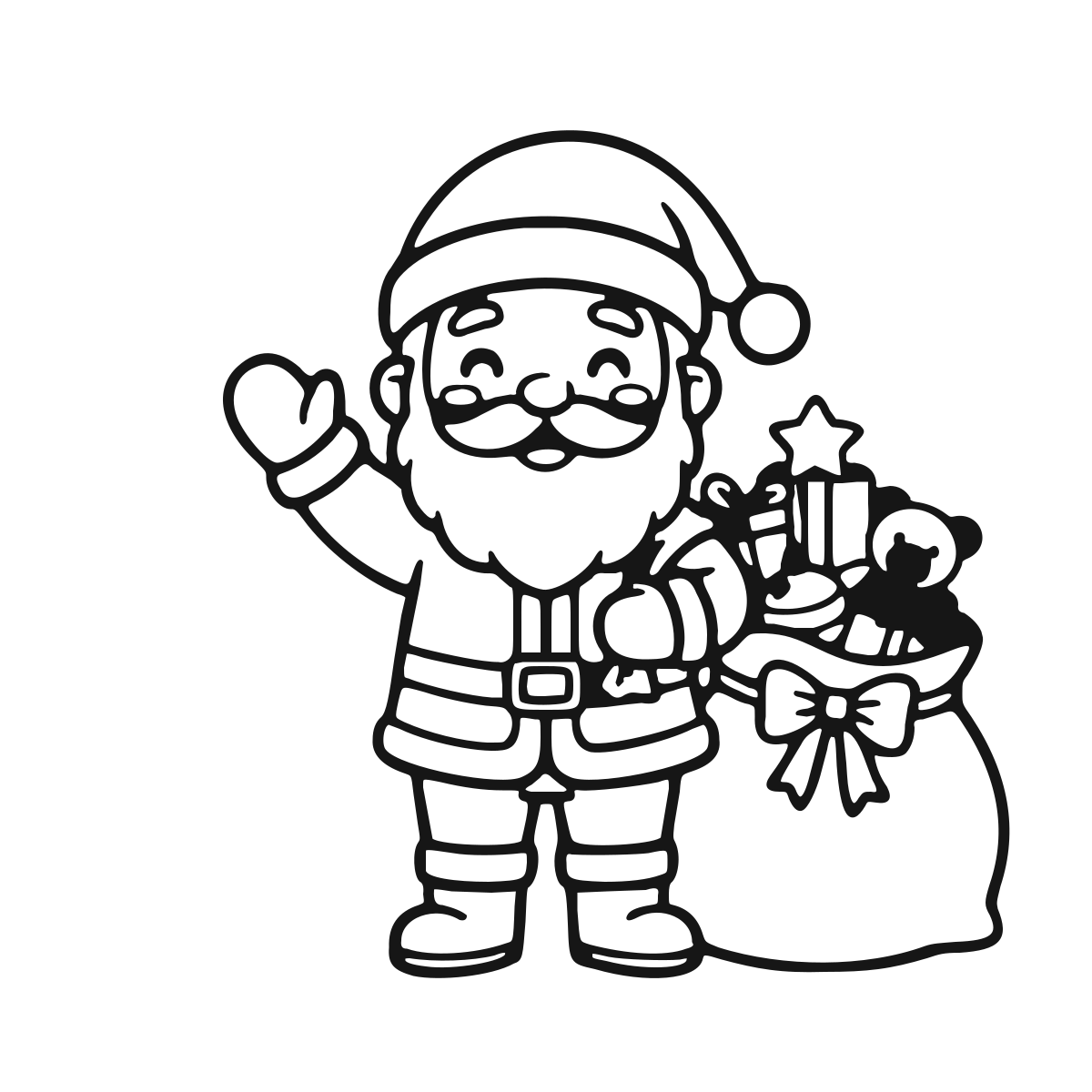 Santa Claus coloring page - printable black and white santa line drawing