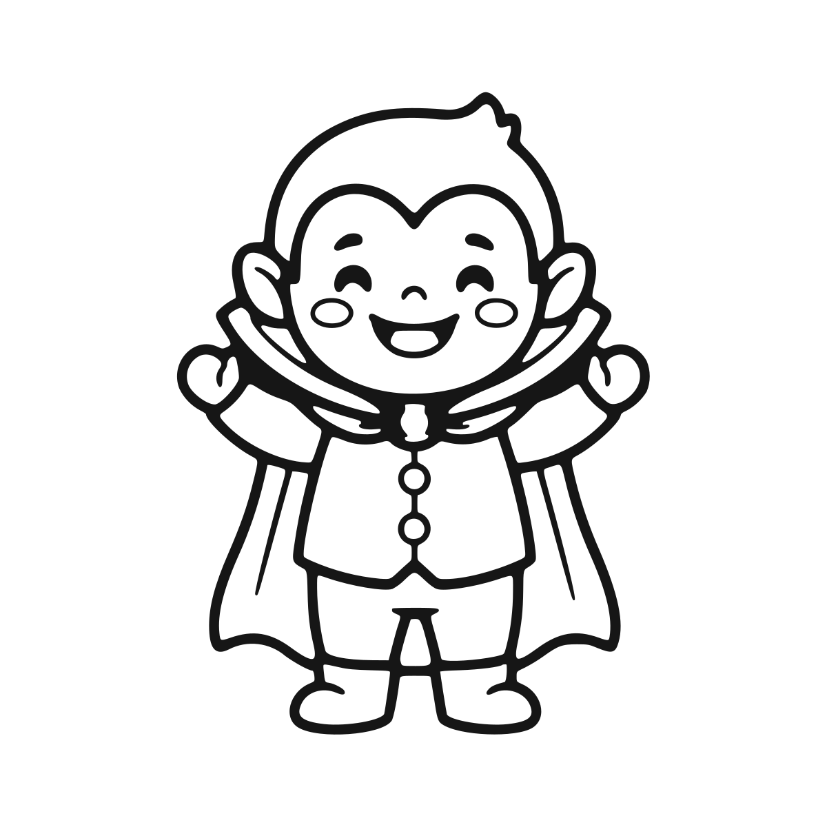 Cute Little Vampire Friend coloring page - printable black and white vampire line drawing