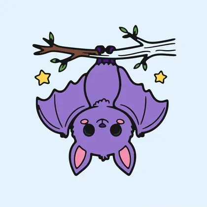 Cute Little Hanging Bat color by number page