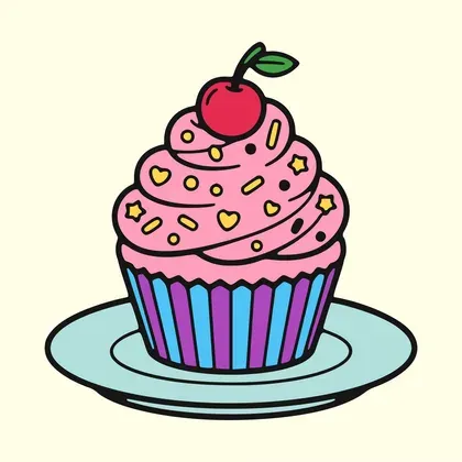 Birthday Cupcake color by number page