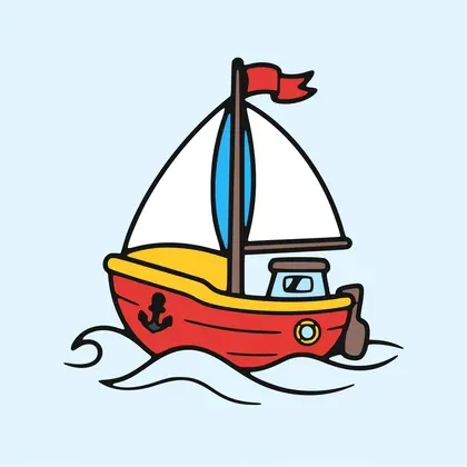 Sailing Boat color by number page
