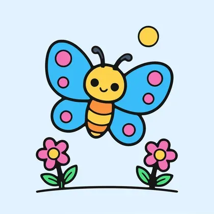Butterfly in the Garden color by number page