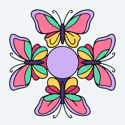 Symmetrical Butterfly Mandala Pattern color by number page