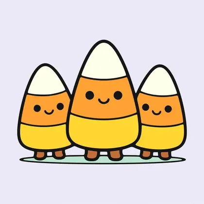 Three Happy Candy Corn Friends color by number page