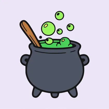 Bubbly Magic Cauldron color by number page