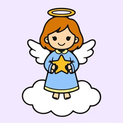 Sweet Little Star Angel color by number page