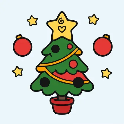 Shining Christmas Star Tree color by number page