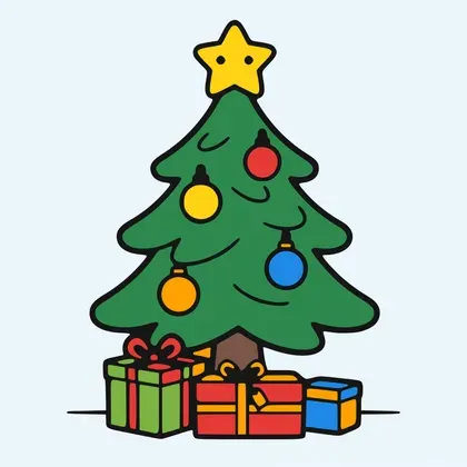Christmas Tree With Presents color by number page