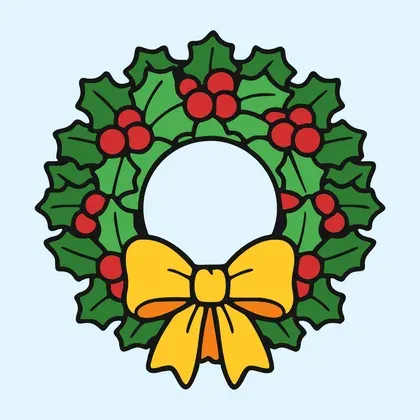 Festive Christmas Wreath color by number page