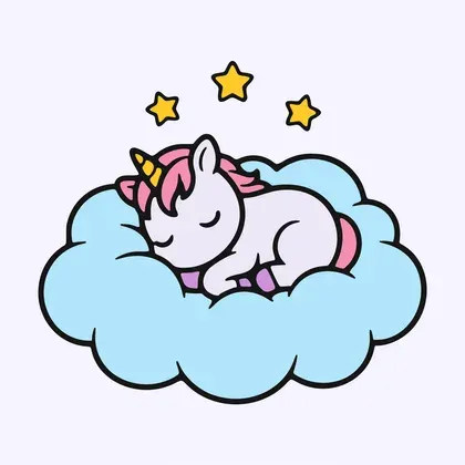 Dreaming Baby Cloud Unicorn color by number page