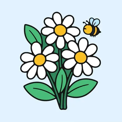 Daisy Flowers color by number page