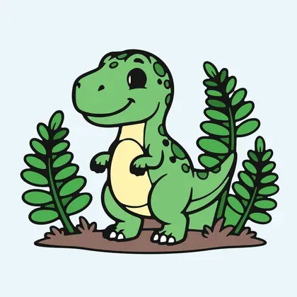 Friendly Dinosaur color by number page