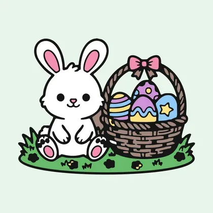 Easter Bunny With a Basket color by number page