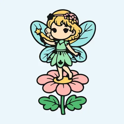 Sweet Fairy on a Flower color by number page