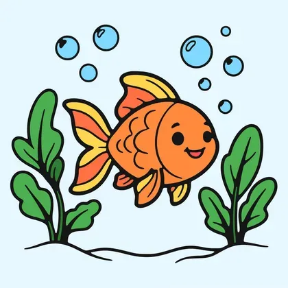 Fish Among the Weeds color by number page
