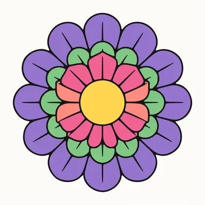 Symmetrical Floral Mandala color by number page
