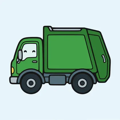 Garbage Truck color by number page