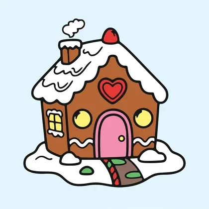 Sweet Gingerbread Cottage color by number page
