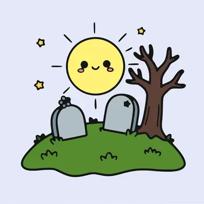 Moonlit Hill Graveyard color by number page