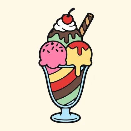 Ice Cream Sundae color by number page