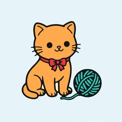 Kitten With Wool color by number page