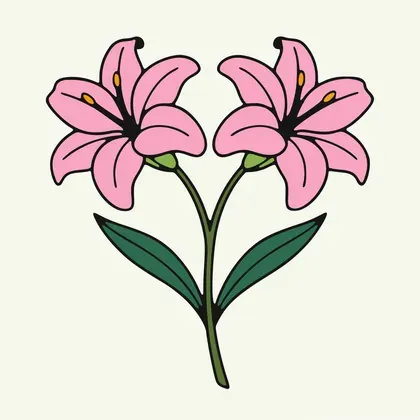 Twin Lilies in Bloom color by number page