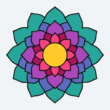 Lotus Mandala color by number page