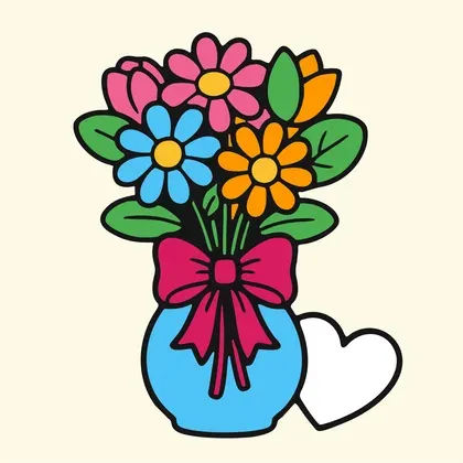 Mother's Day Bouquet color by number page