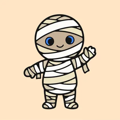 Friendly Little Mummy Waving color by number page