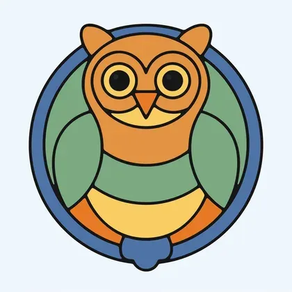 Symmetrical Owl Mandala Art color by number page
