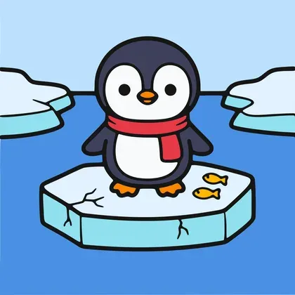 Penguin on the Ice color by number page