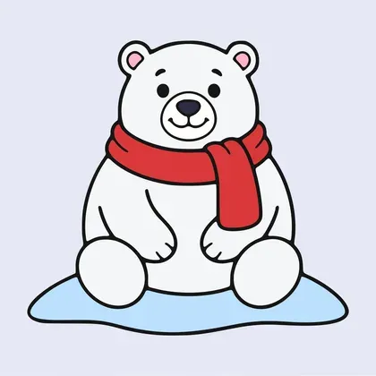 Cozy Polar Bear in Scarf color by number page