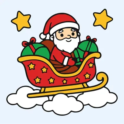 Santa In Flying Sleigh color by number page