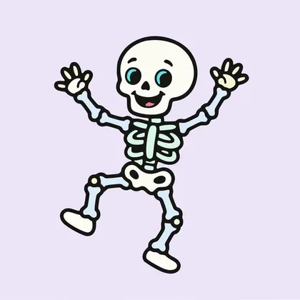 Dancing Happy Little Skeleton color by number page