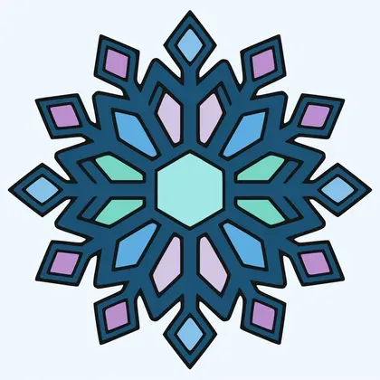 Geometric Snowflake Mandala color by number page