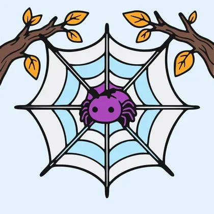 Friendly Spider in Web color by number page