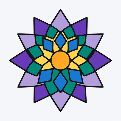 Symmetrical Geometric Star Mandala color by number page