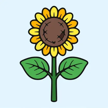 Sunflower in Bloom color by number page