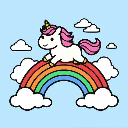 Unicorn With a Rainbow color by number page